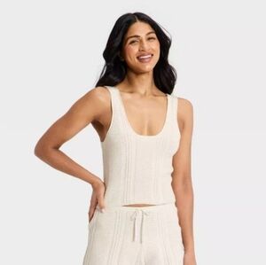 a new day Crochet Sweater Tank Top Cream - Women's XL